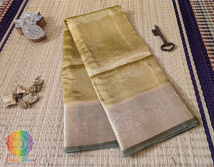 Yellow Pure Banarasi Tissue Silk Saree – Handloom Saree Online India | Elegantt Drapes