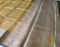 Yellow Pure Banarasi Tissue Silk Saree – Handloom Saree Online India | Elegantt Drapes