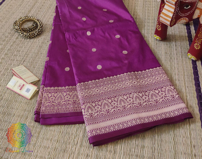 Magenta Purple Banarasi Handloom Pure Katan Silk Saree – Handloom Saree Online India | Elegantt Drapes