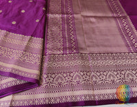 Magenta Purple Banarasi Handloom Pure Katan Silk Saree – Handloom Saree Online India | Elegantt Drapes