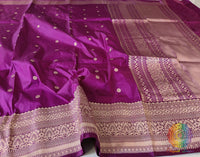 Magenta Purple Banarasi Handloom Pure Katan Silk Saree – Handloom Saree Online India | Elegantt Drapes