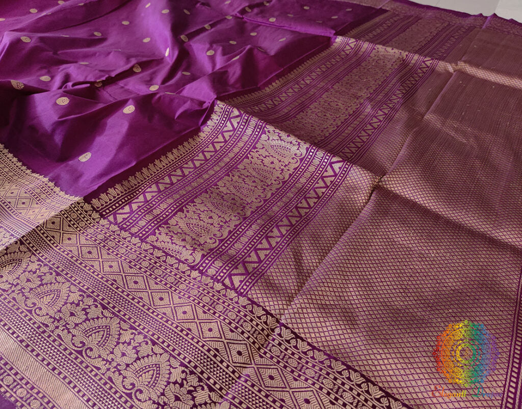 Magenta Purple Banarasi Handloom Pure Katan Silk Saree – Handloom Saree Online India | Elegantt Drapes