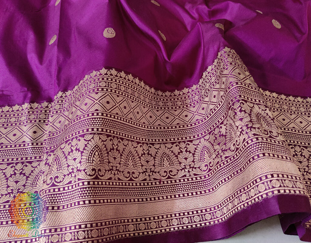 Magenta Purple Banarasi Handloom Pure Katan Silk Saree – Handloom Saree Online India | Elegantt Drapes