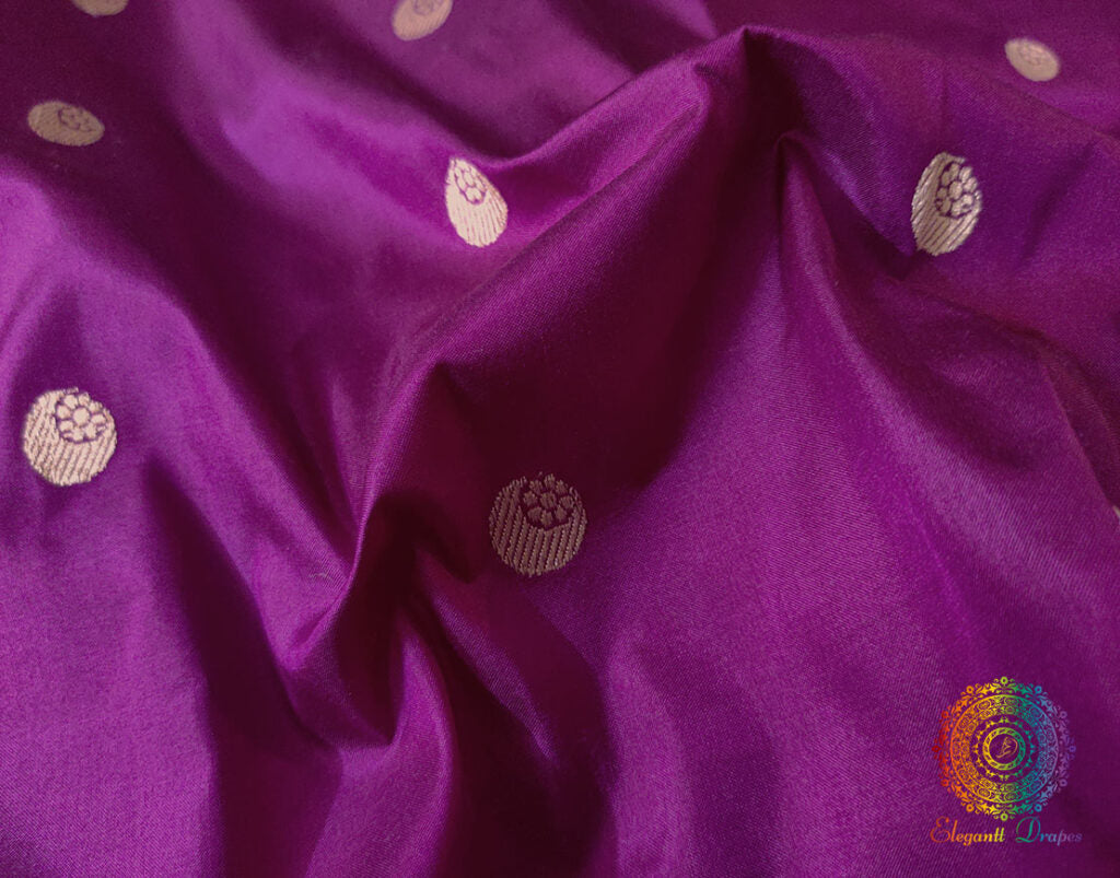 Magenta Purple Banarasi Handloom Pure Katan Silk Saree – Handloom Saree Online India | Elegantt Drapes