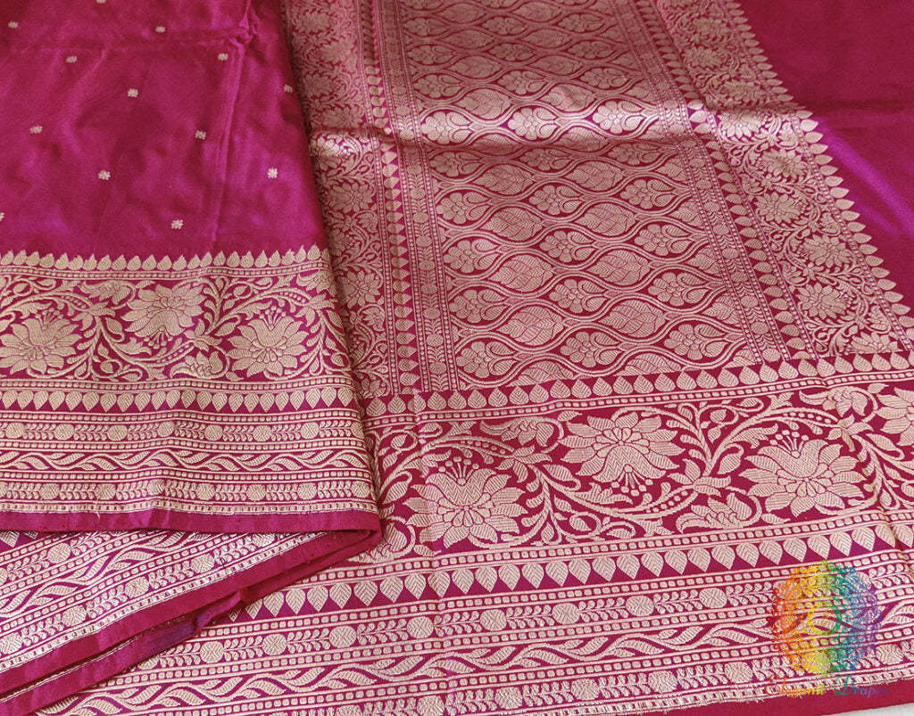 Magenta Banarasi Handloom Pure Katan Silk Saree – Handloom Saree Online India | Elegantt Drapes