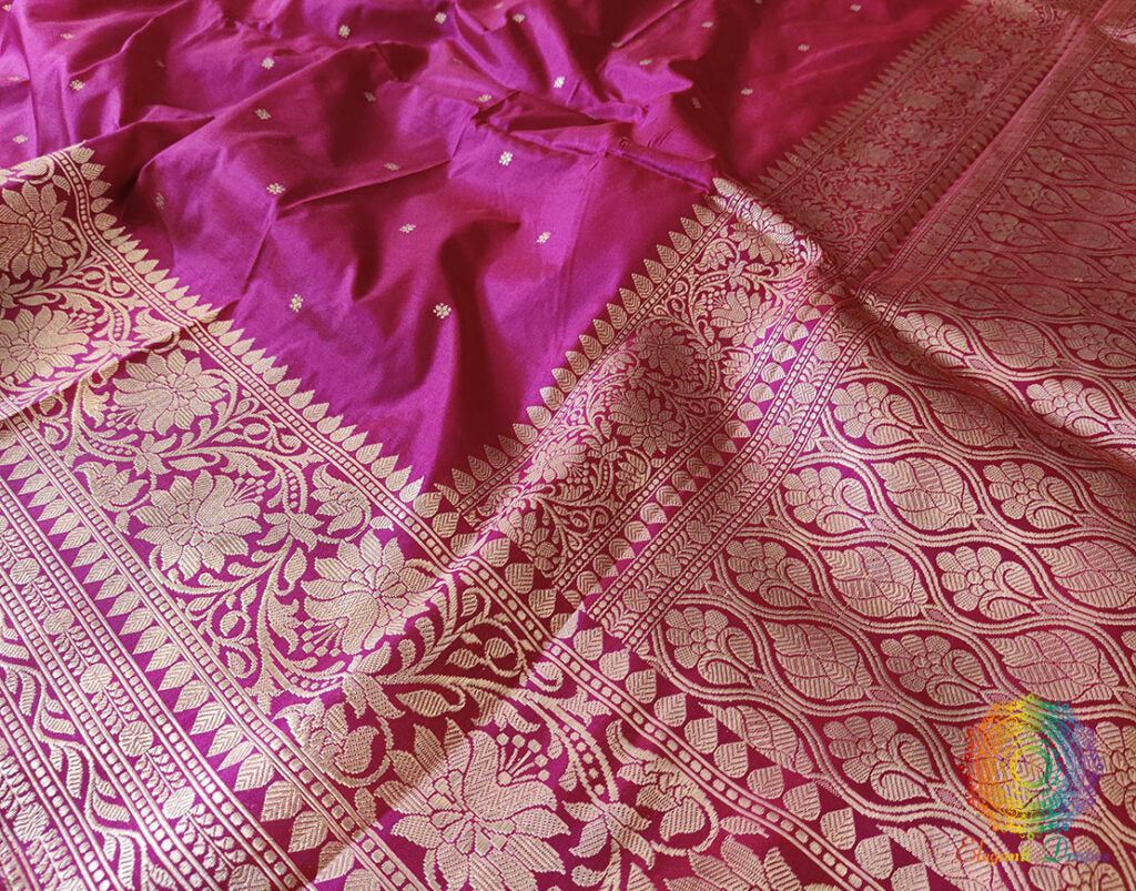 Magenta Banarasi Handloom Pure Katan Silk Saree – Handloom Saree Online India | Elegantt Drapes