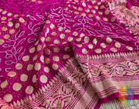 Pink Banarasi Georgette Rai Bandhej Dupatta – Bareek Bandhani – Bandhani Saree Online India | Elegantt Drapes