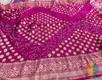 Pink Banarasi Georgette Rai Bandhej Dupatta – Bareek Bandhani – Bandhani Saree Online India | Elegantt Drapes