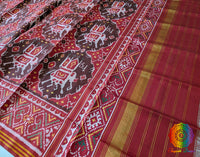 Maroon Pure Mulberry Silk Patola Dupatta – Handloom Saree Online India | Elegantt Drapes