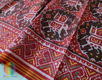 Maroon Pure Mulberry Silk Patola Dupatta – Handloom Saree Online India | Elegantt Drapes