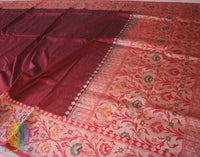 Maroon Banarasi Handloom Pure Katan Silk Paithani Saree – Handloom Saree Online India | Elegantt Drapes