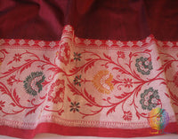 Maroon Banarasi Handloom Pure Katan Silk Paithani Saree – Handloom Saree Online India | Elegantt Drapes