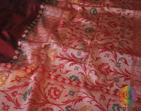Maroon Banarasi Handloom Pure Katan Silk Paithani Saree – Handloom Saree Online India | Elegantt Drapes