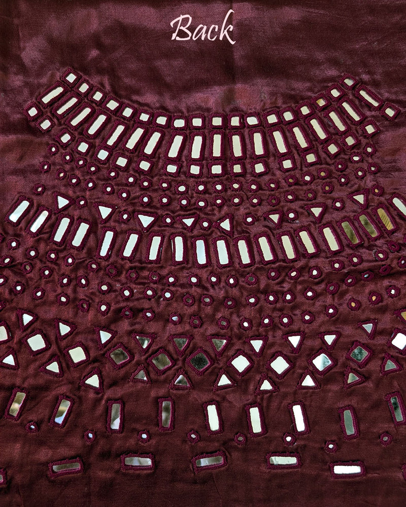 Maroon Mashru Silk Kutch Mirror Work Blouse – Handloom Saree Online India | Elegantt Drapes