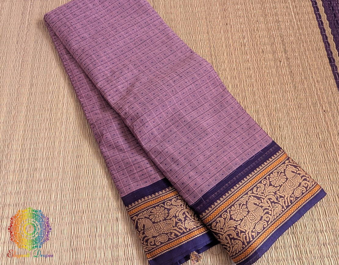 Lavender Pure Kanchi Cotton 1000 Boota Saree – Handloom Saree Online India | Elegantt Drapes