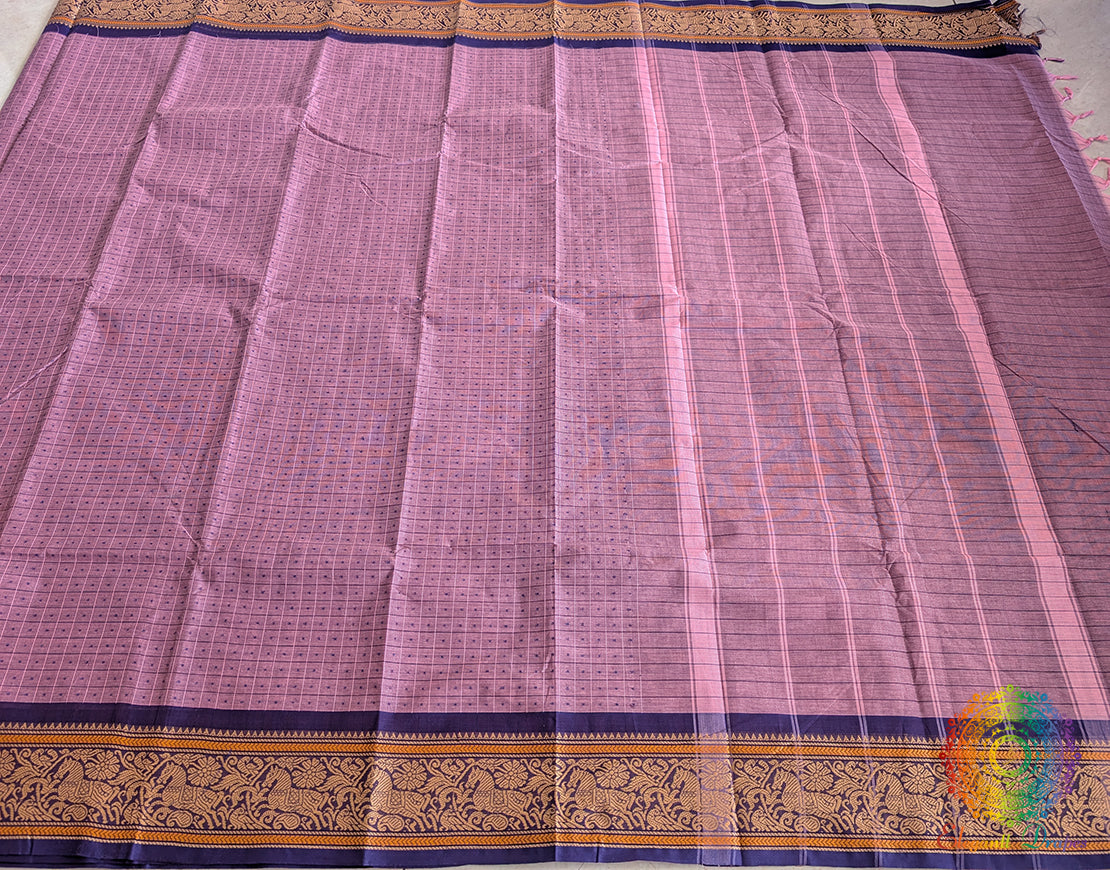 Lavender Pure Kanchi Cotton 1000 Boota Saree – Handloom Saree Online India | Elegantt Drapes