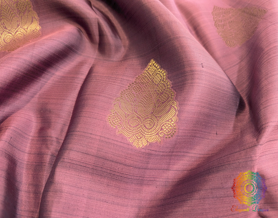 Mauve Pure Kanjivaram Silk Saree – Handloom Saree Online India | Elegantt Drapes