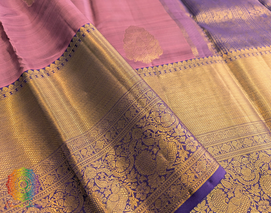 Mauve Pure Kanjivaram Silk Saree – Handloom Saree Online India | Elegantt Drapes