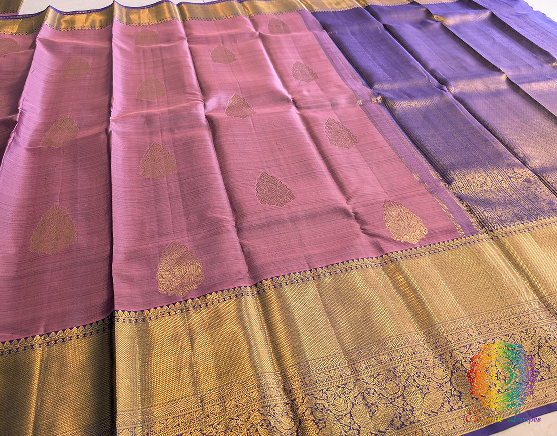 Mauve Pure Kanjivaram Silk Saree – Handloom Saree Online India | Elegantt Drapes