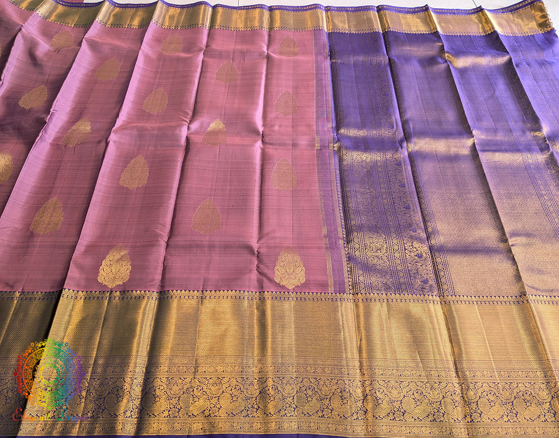 Mauve Pure Kanjivaram Silk Saree – Handloom Saree Online India | Elegantt Drapes