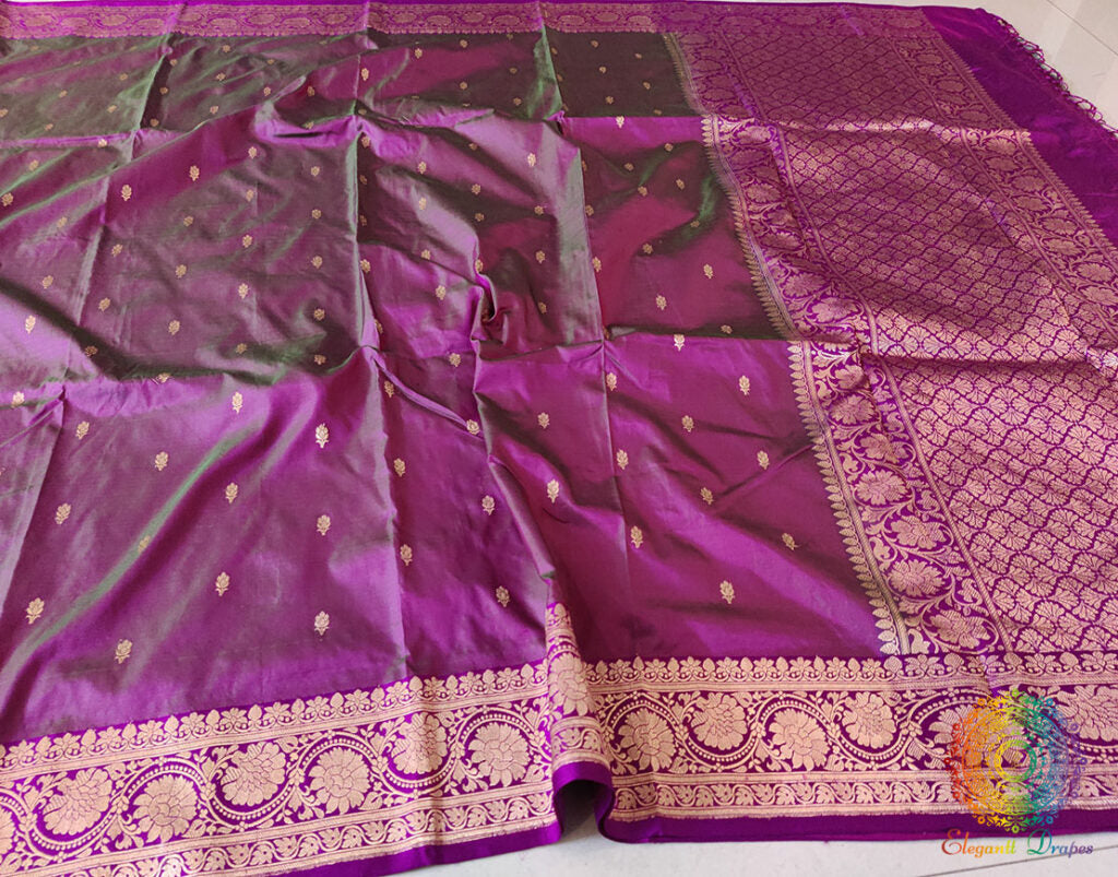 Deep Mauve Banarasi Handloom Katan Silk Saree – Handloom Saree Online India | Elegantt Drapes