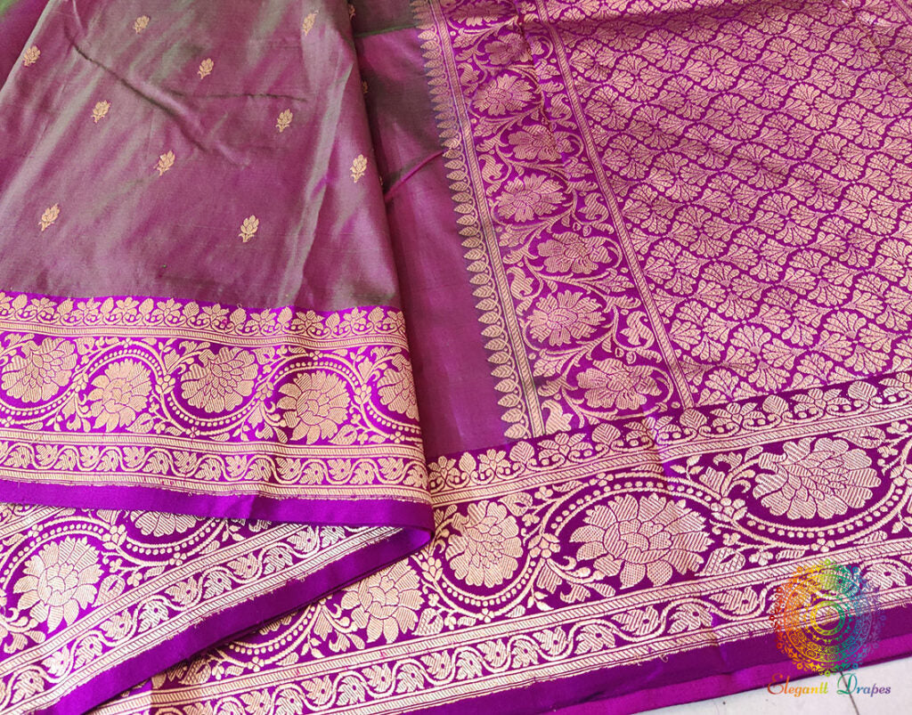 Deep Mauve Banarasi Handloom Katan Silk Saree – Handloom Saree Online India | Elegantt Drapes