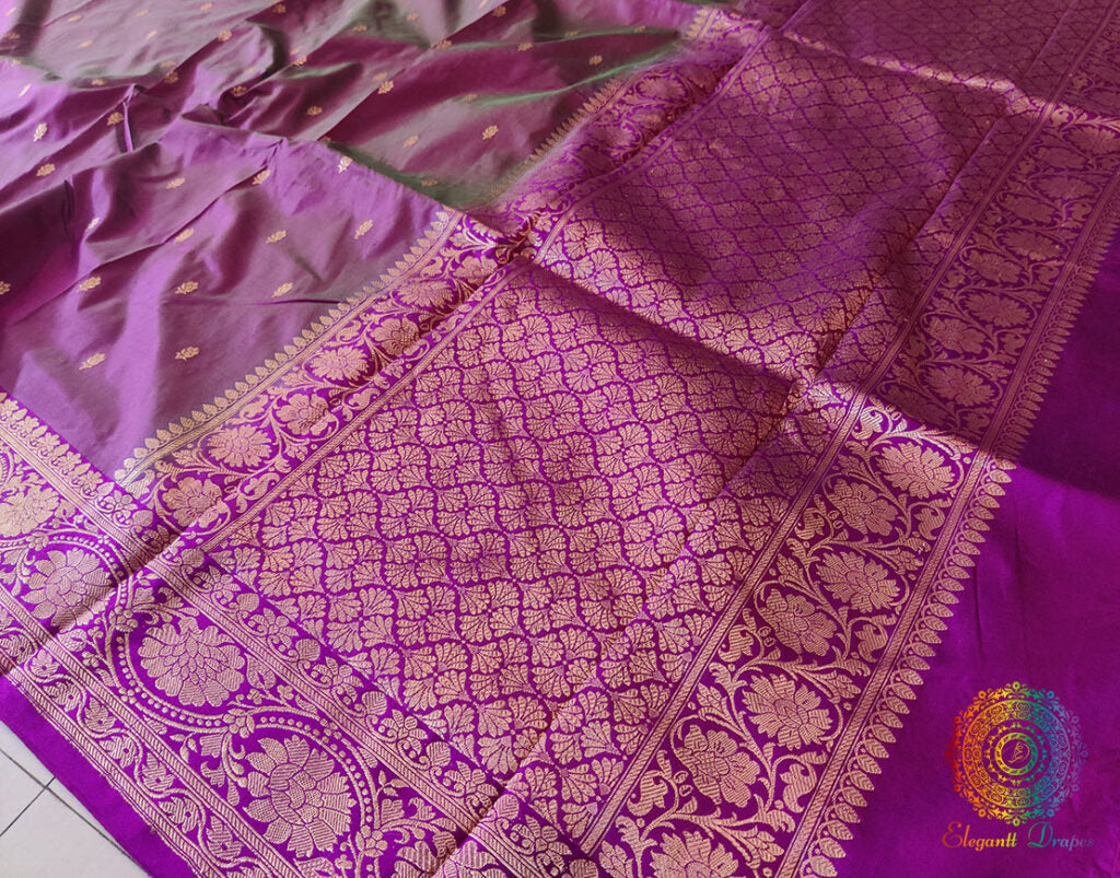 Deep Mauve Banarasi Handloom Katan Silk Saree – Handloom Saree Online India | Elegantt Drapes