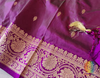 Deep Mauve Banarasi Handloom Katan Silk Saree – Handloom Saree Online India | Elegantt Drapes