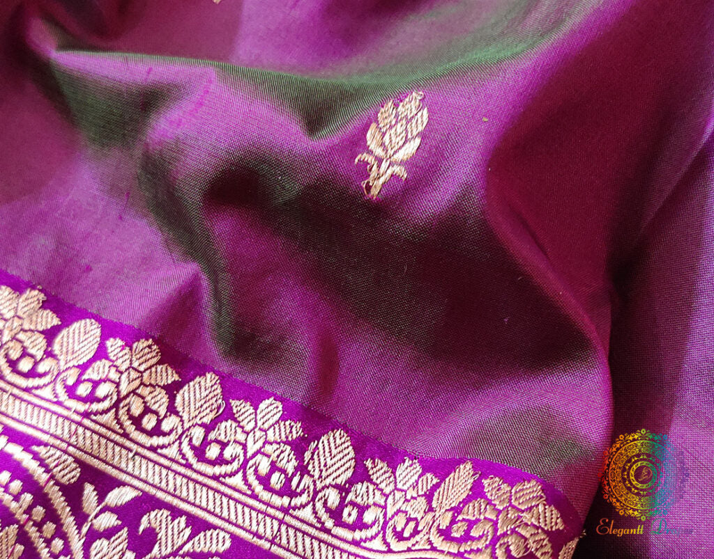 Deep Mauve Banarasi Handloom Katan Silk Saree – Handloom Saree Online India | Elegantt Drapes