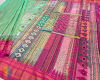 Mint Green Lambani Handwork Pure Ilkal Silk Saree – Ilkal Handloom Saree Online India | Elegantt Drapes