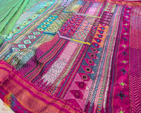 Mint Green Lambani Handwork Pure Ilkal Silk Saree – Ilkal Handloom Saree Online India | Elegantt Drapes