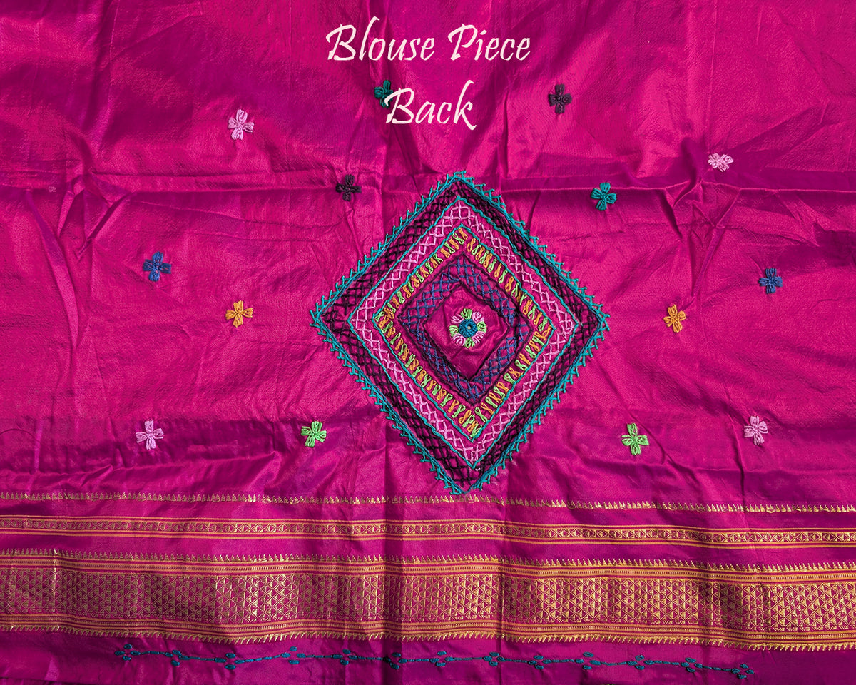 Mint Green Lambani Handwork Pure Ilkal Silk Saree – Ilkal Handloom Saree Online India | Elegantt Drapes