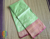 Mint Green Banarasi Handloom Katan Silk Saree – Handloom Saree Online India | Elegantt Drapes