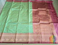 Mint Green Banarasi Handloom Katan Silk Saree – Handloom Saree Online India | Elegantt Drapes