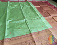 Mint Green Banarasi Handloom Katan Silk Saree – Handloom Saree Online India | Elegantt Drapes