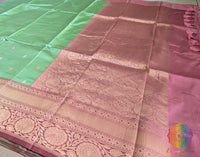 Mint Green Banarasi Handloom Katan Silk Saree – Handloom Saree Online India | Elegantt Drapes