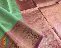 Mint Green Banarasi Handloom Katan Silk Saree – Handloom Saree Online India | Elegantt Drapes
