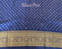 Blue Shaded Banarasi Pure Georgette Bandhani Saree – Bandhani Saree Online India | Elegantt Drapes