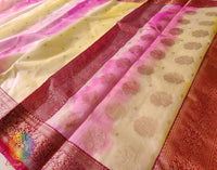 Multi Shaded Pure Chanderi Handloom Katan Silk Saree – Handloom Saree Online India | Elegantt Drapes