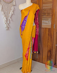 Mustard Pure Gajji Silk Bandhani Saree – Bandhani Saree Online India | Elegantt Drapes