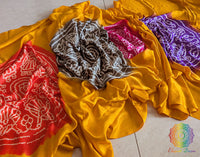 Mustard Pure Gajji Silk Bandhani Saree – Bandhani Saree Online India | Elegantt Drapes