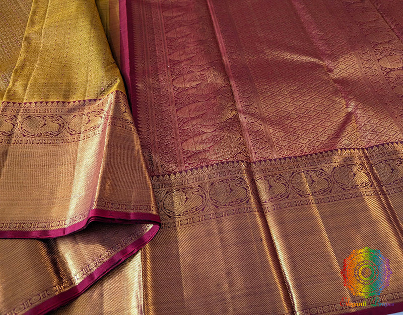 Ochre Pure Kanjivaram Handloom Silk Saree – Handloom Saree Online India | Elegantt Drapes