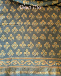 Mustard Yellow Chanderi Ajrakh Saree – Ajrakh Saree Online India | Elegantt Drapes