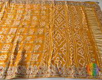 Mustard Gaji Silk Bandhani Gharchola Gota Patti Saree