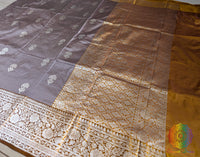 Muted Lavender Grey Banarasi Handloom Katan Silk Saree – Handloom Saree Online India | Elegantt Drapes