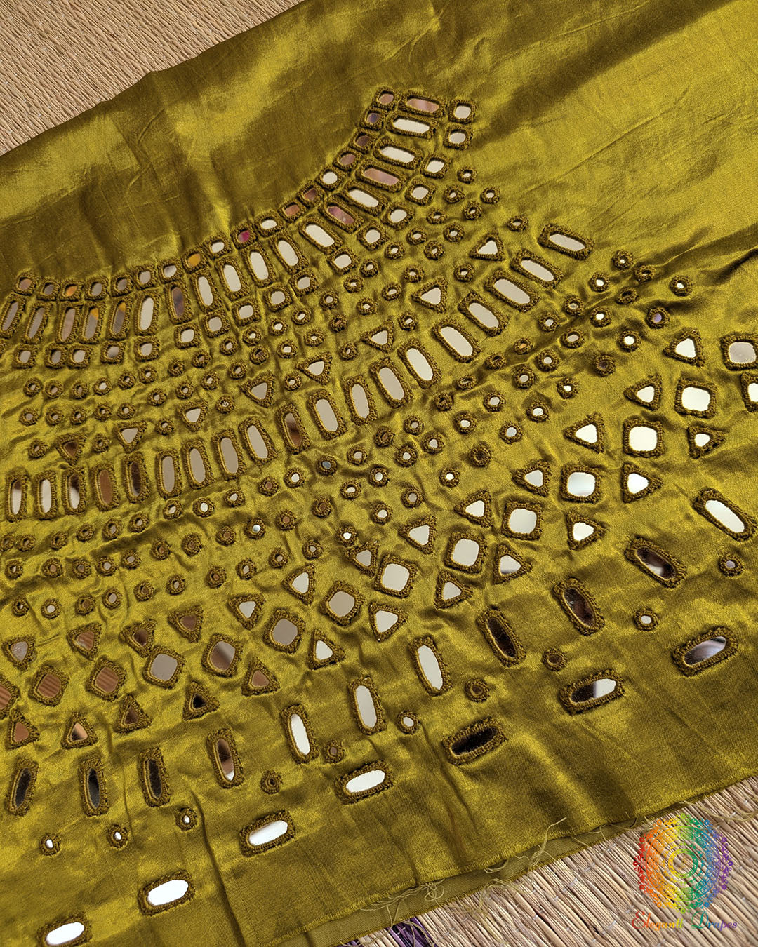 Ochre Mashru Silk Kutch Mirror Work Blouse – Handloom Saree Online India | Elegantt Drapes