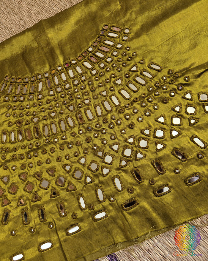 Ochre Mashru Silk Kutch Mirror Work Blouse – Handloom Saree Online India | Elegantt Drapes