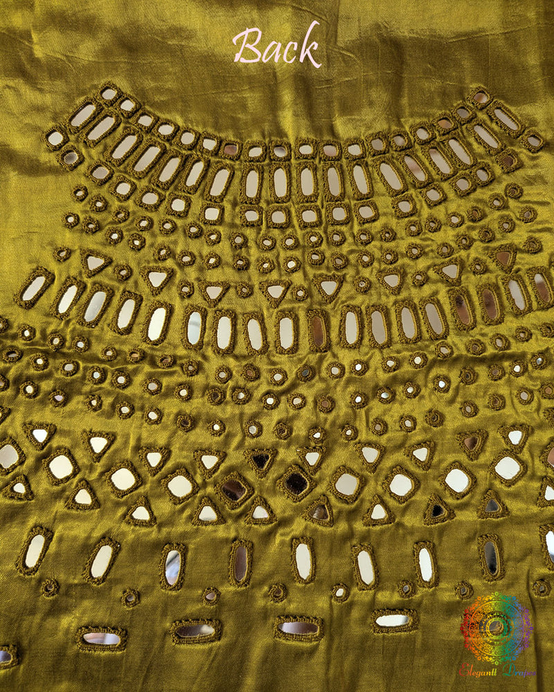 Ochre Mashru Silk Kutch Mirror Work Blouse – Handloom Saree Online India | Elegantt Drapes