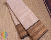 Off White Pure Kanchi Cotton Saree – Handloom Saree Online India | Elegantt Drapes