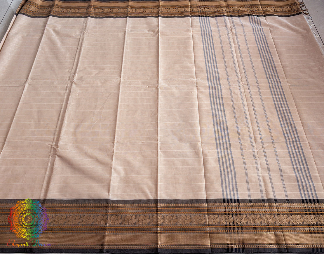 Off White Pure Kanchi Cotton Saree – Handloom Saree Online India | Elegantt Drapes